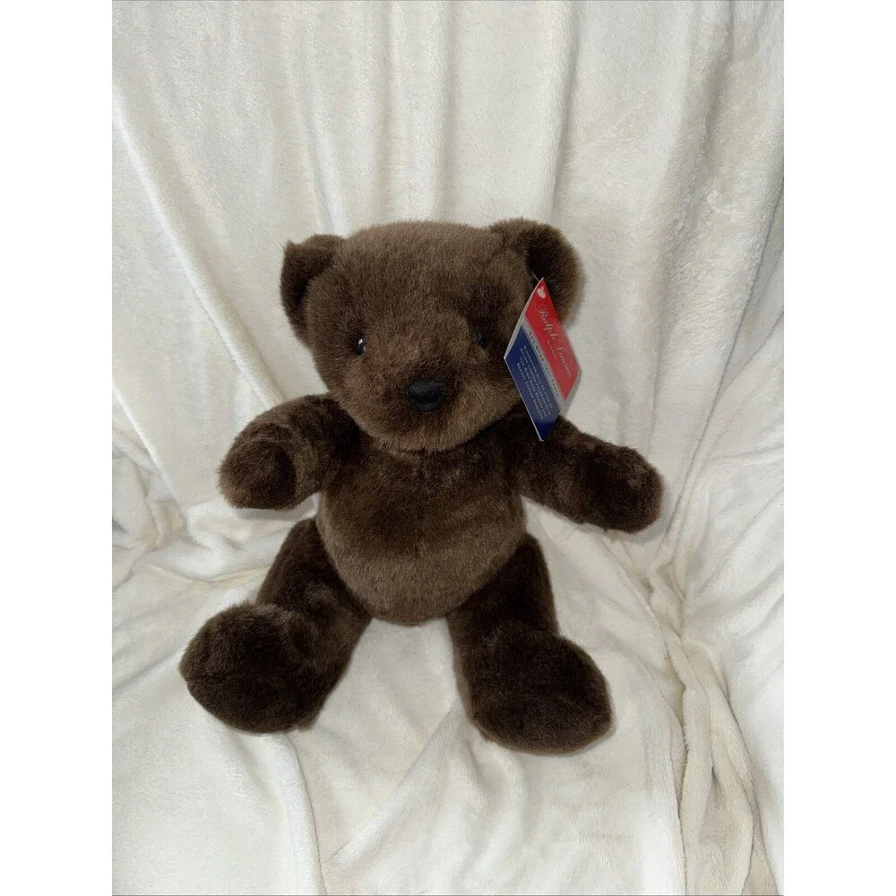 Vintage Ralph Lauren Polo Plush Teddy Bear 2000 Jointed Legs Dark Brown 11”
